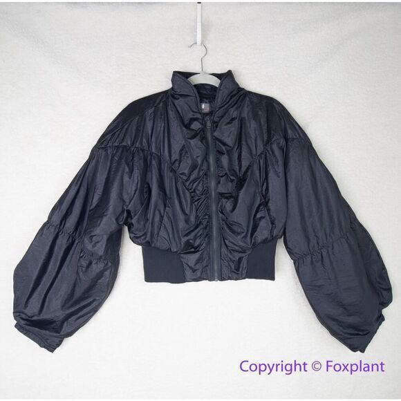 New! Free People‎ Movement Black Glitz Blitz Bomber Jacket, size S - Picture 5 of 16